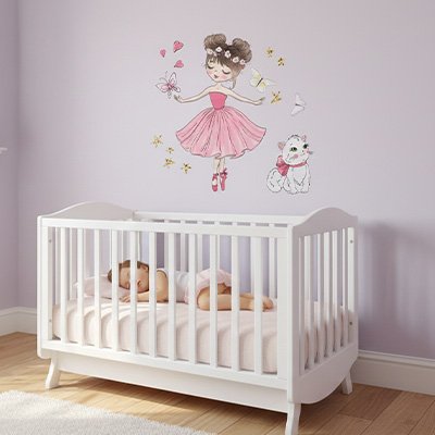 Stickers muraux enfant ambiance cozy securitaire pour chambre bébé fille