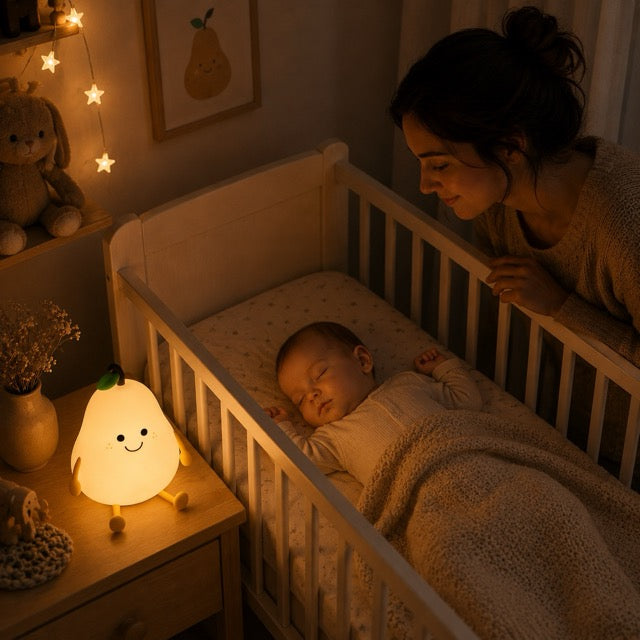 veilleuse poire illumine bebe pendant qu'il dort
