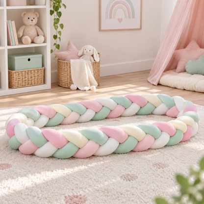 Tresse de lit 4 brins rose et vert menthe 2,2 m – Pastel