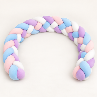 Tresse de lit 4 brins rose, violet et bleu ciel 2,2 m – Pastel