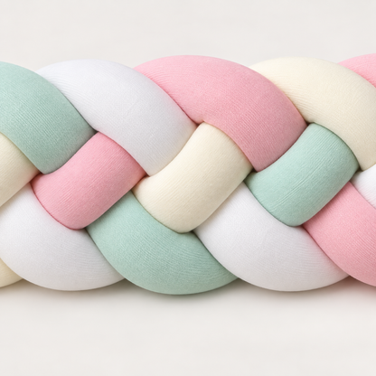 Tresse de lit 4 brins rose et vert menthe 2,2 m – Pastel