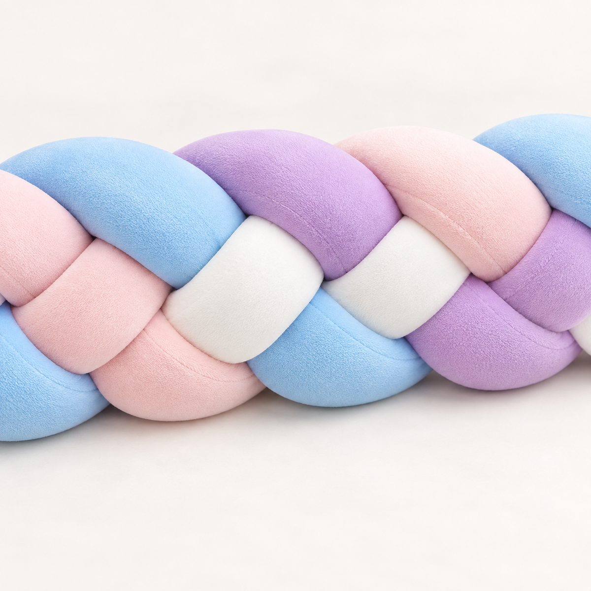 Tresse de lit 4 brins rose, violet et bleu ciel 2,2 m – Pastel