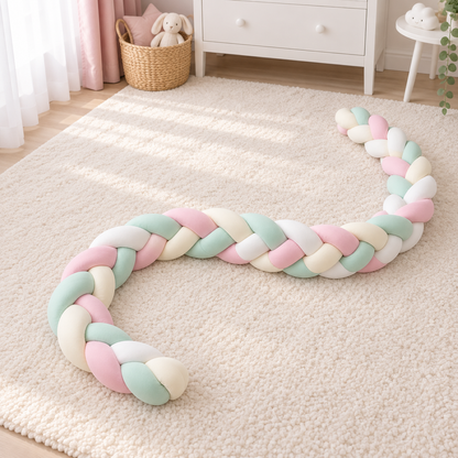 Tresse de lit 4 brins rose et vert menthe 2,2 m – Pastel