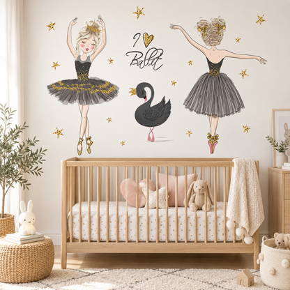 Stickers muraux ballerine pour chambre de fille – Danse enchantée