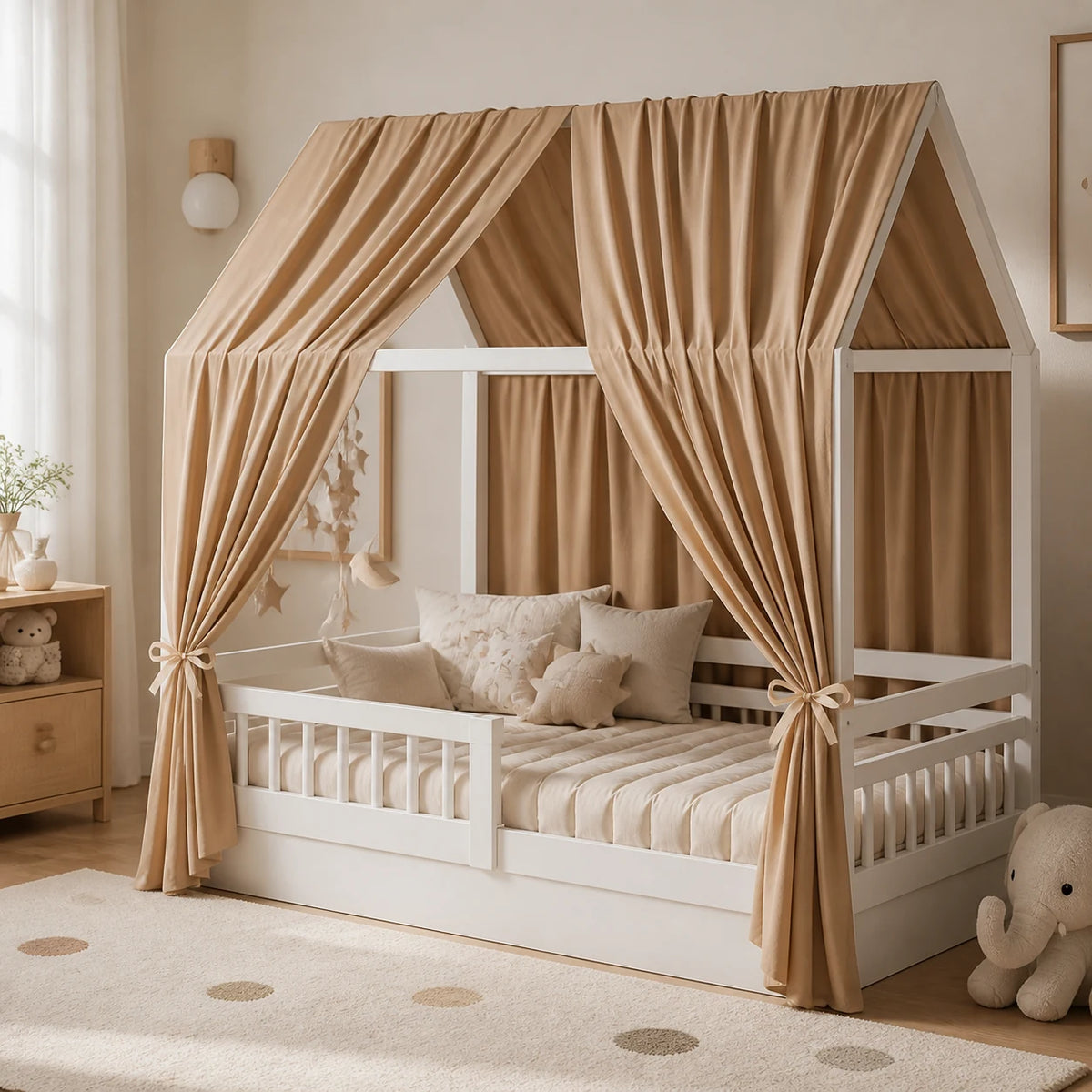 vue du ciel de lit sur le lit de bébé