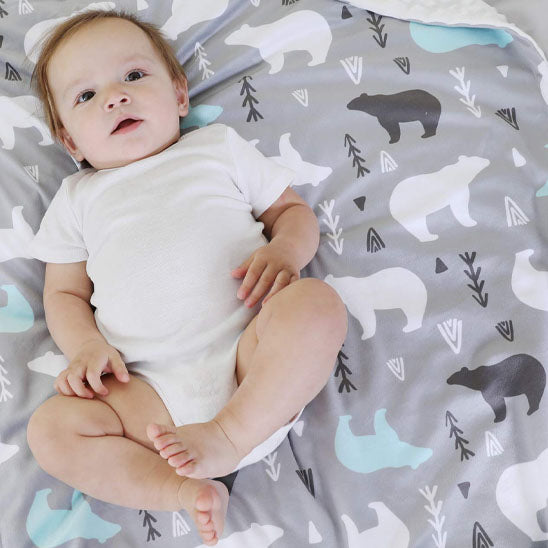 couverture bébé grise avec ours polaire
