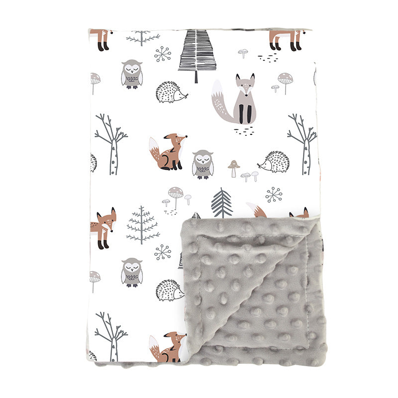 couverture bébé variante renard gris avec animaux