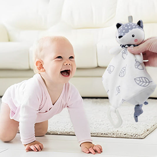 doudou bebe en forme de renard gris mignon