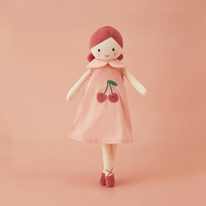 doudou bebe variante robe princesse avec motifs cerise