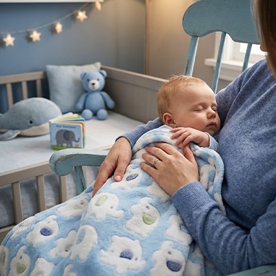 Maman porte son bébé pour le faire dormir avec sa Couverture bébé