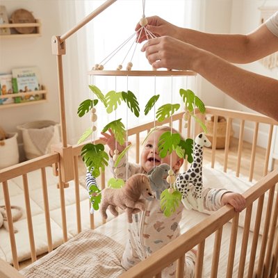 Mobile pour bébé animaux savabe au dessus du lit de bébé
