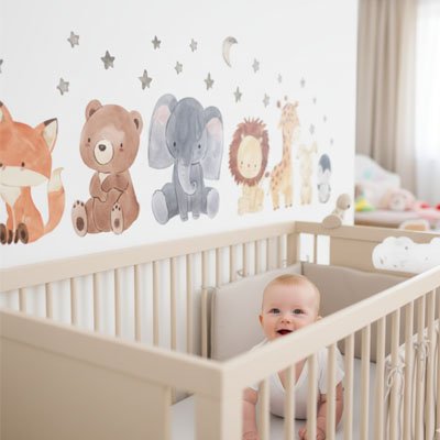 Stickers muraux bébé est dans le berceau 