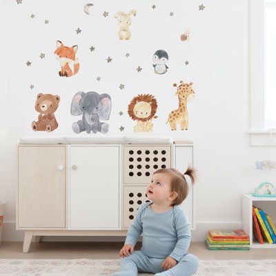 Stickers muraux chambre cozy avec bébé heureux