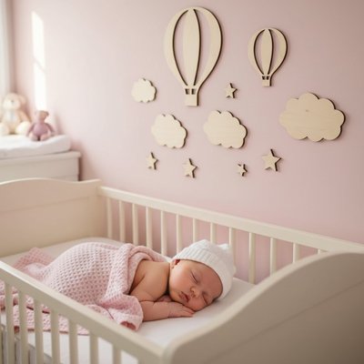 Stickers muraux en bois decoratif dans la chambre de bébé