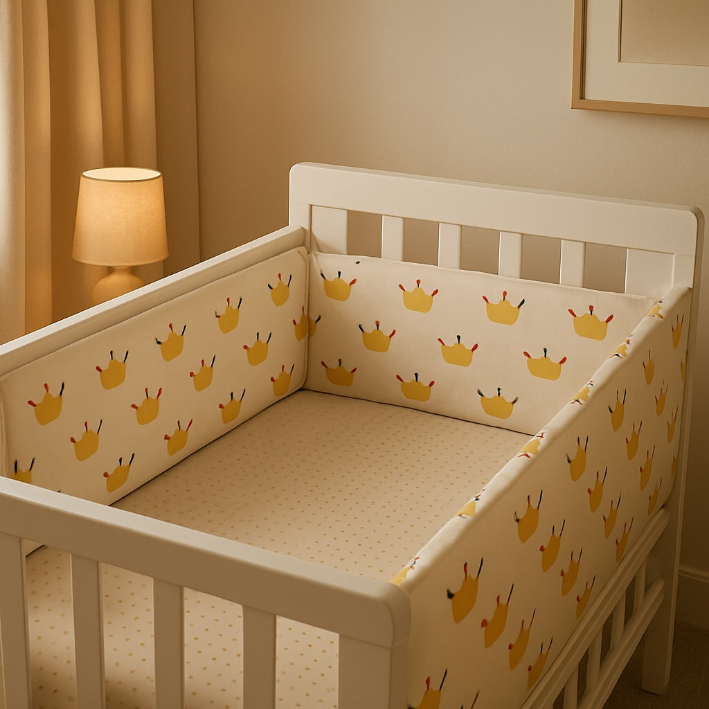 variante du tour de lit bébé couronne dorée 