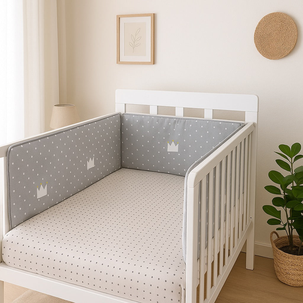 variante du tour de lit bébé gris est présentée