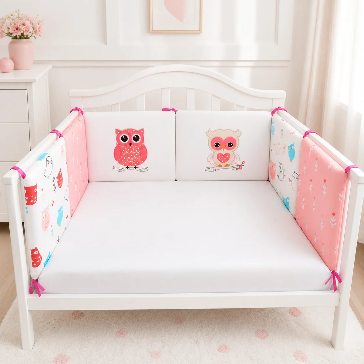 Tour de lit bébé – Ourson ou Hibou, 6 panneaux modulables