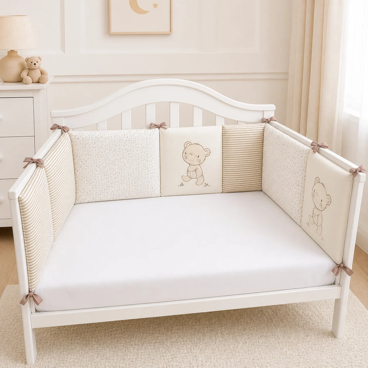Tour de lit bébé – Ourson ou Hibou, 6 panneaux modulables
