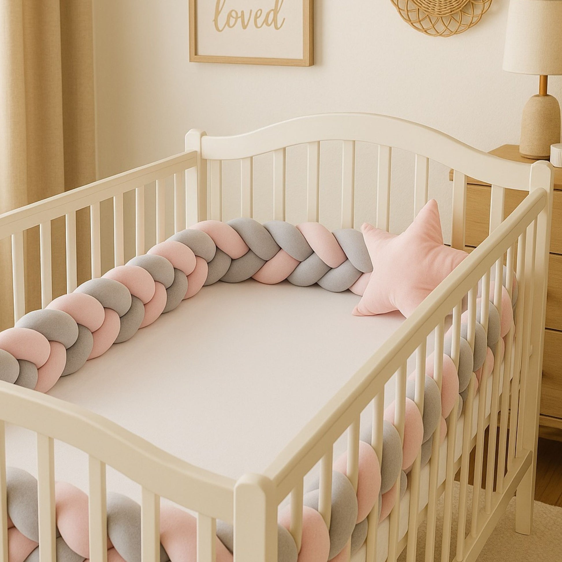 une tresse de litest présentée dans la chambre de bébé dans une ambiance chaleureuse