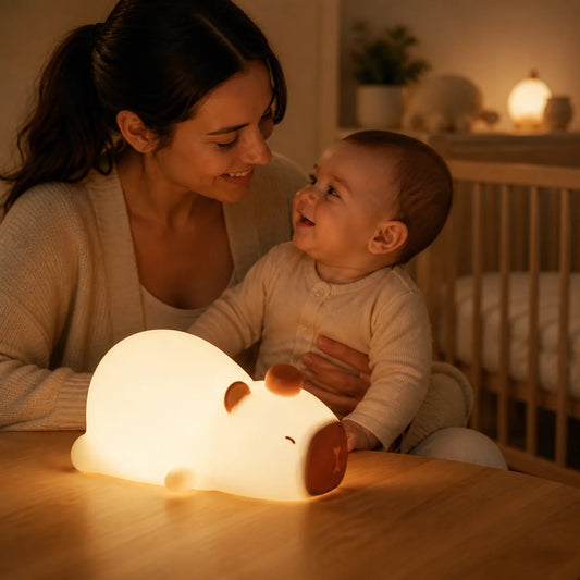 Veilleuse bébé Capybara – tactile et rechargeable