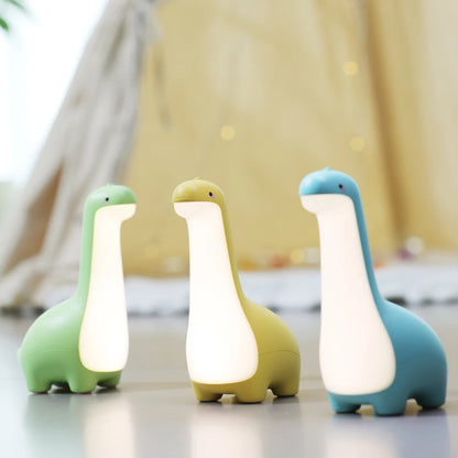 Ensemble de trois veilleuse dinosaure vert jaune et bleu