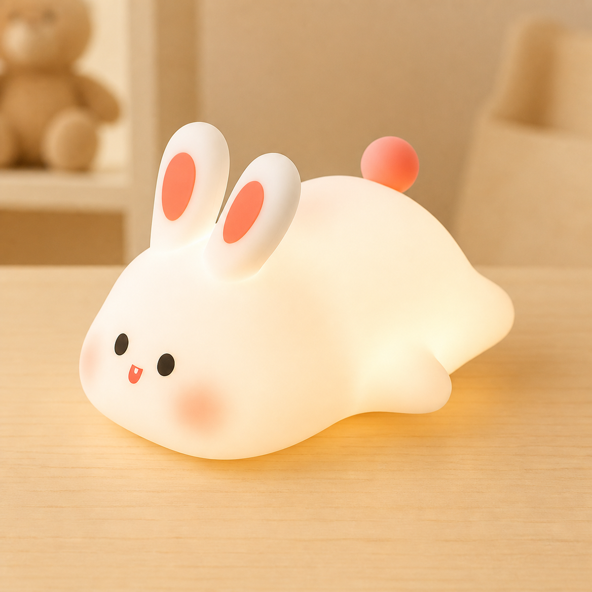 Veilleuse lapin Tommy – tactile, multicolore et rechargeable