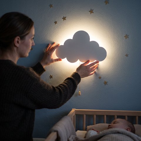 Veilleuse murale applique en fome de nuage que maman allume