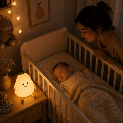 veilleuse poire illumine bebe pendant qu'il dort